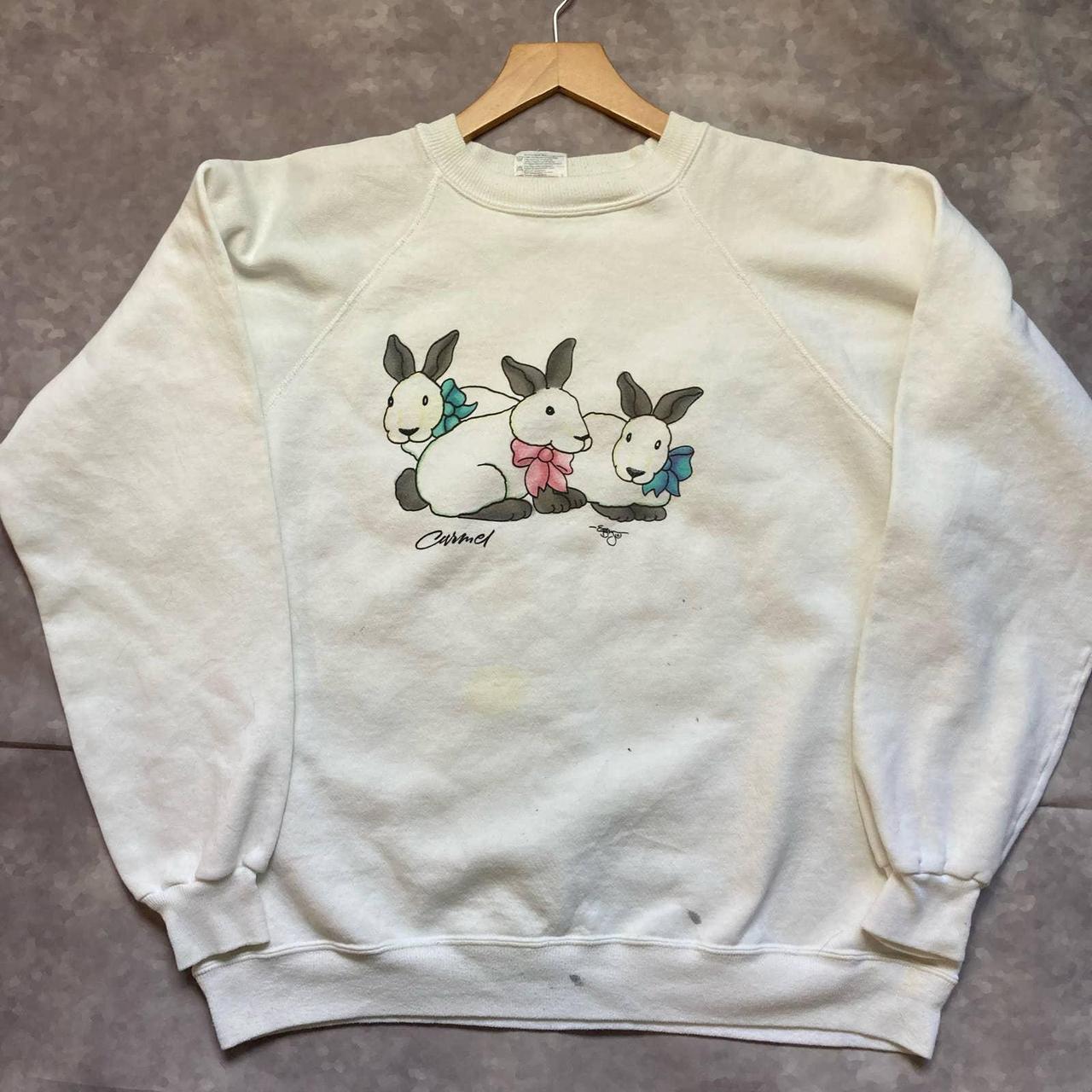 Vintage Bunny Rabbit Art Nature Crewneck Sweatshirt... Depop