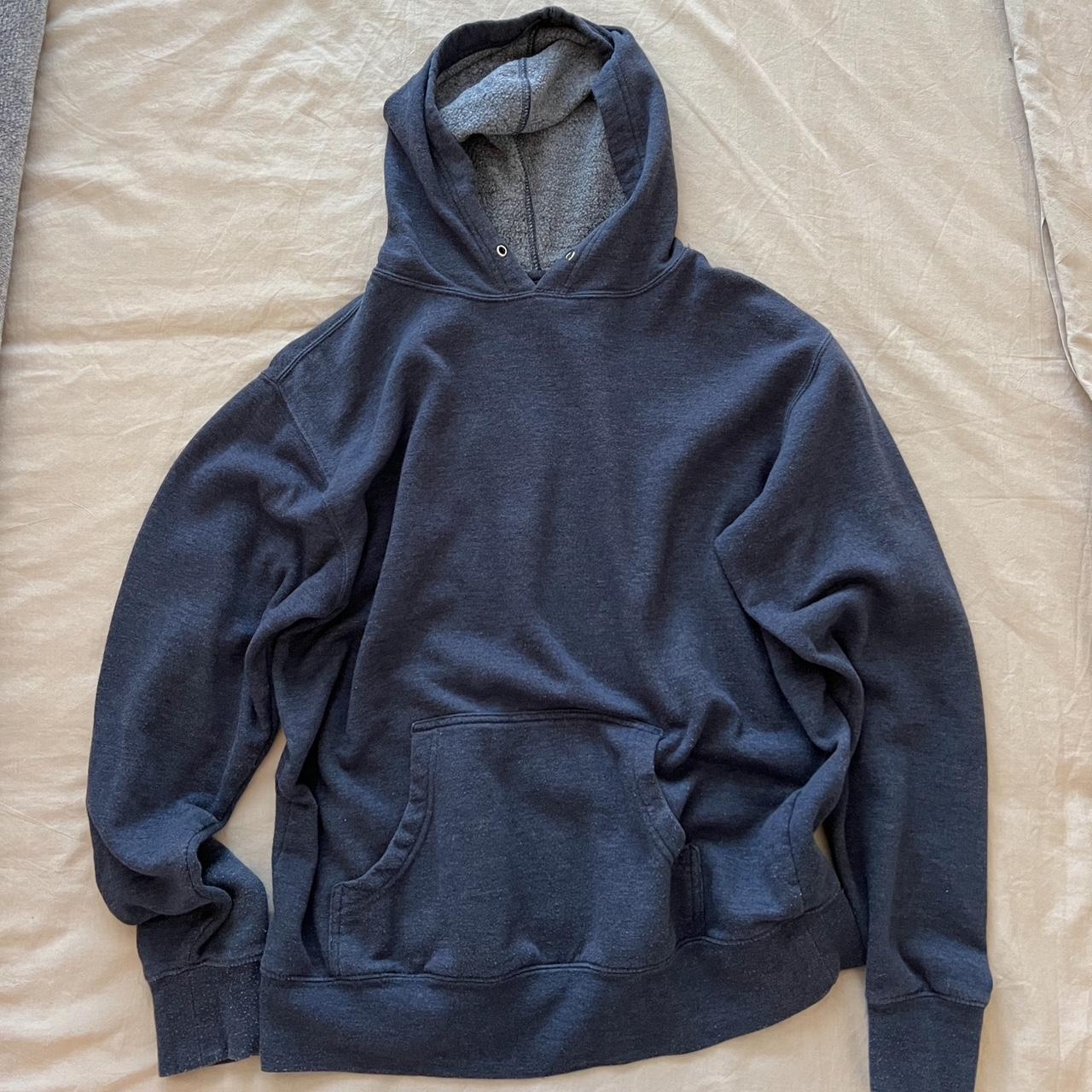 unknown brand dark blue hoodie drawstrings got lost... - Depop