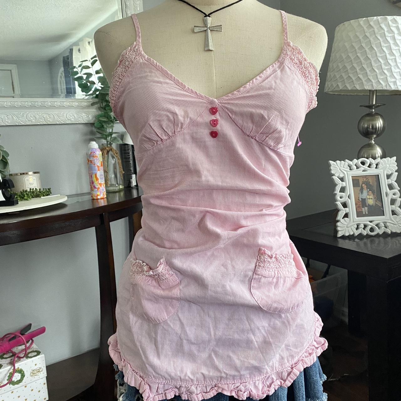 Xhilaration Women's Tank top - Pink - XS – Pink and white striped babydoll top size …
