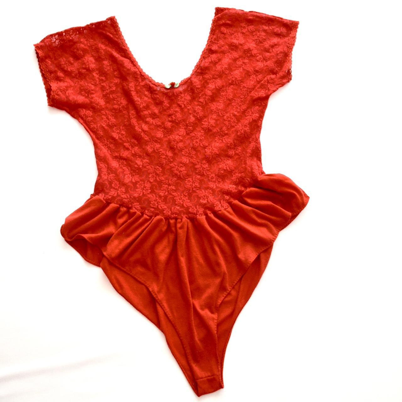 Vintage Women's Bodysuit - Red - M – 80s BOMBSHEL… - image 2