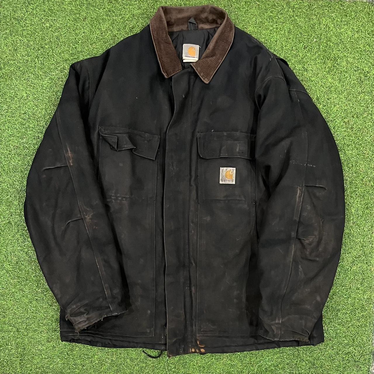 Black Carhartt Worker Jacket Size tag reads 46,... - Depop