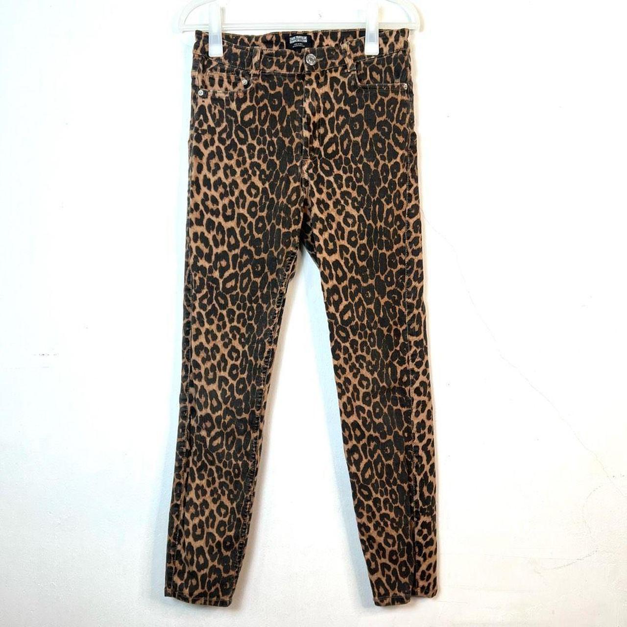 Zara Trafaluc Cheetah Print Straight Leg Jeans Depop