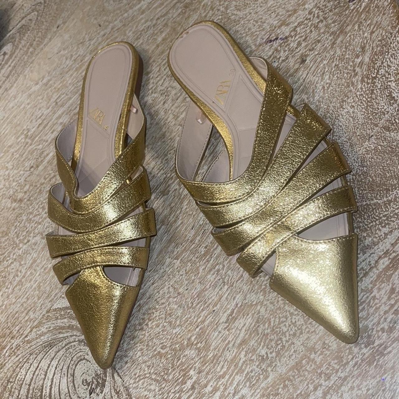 Zara gold online mules