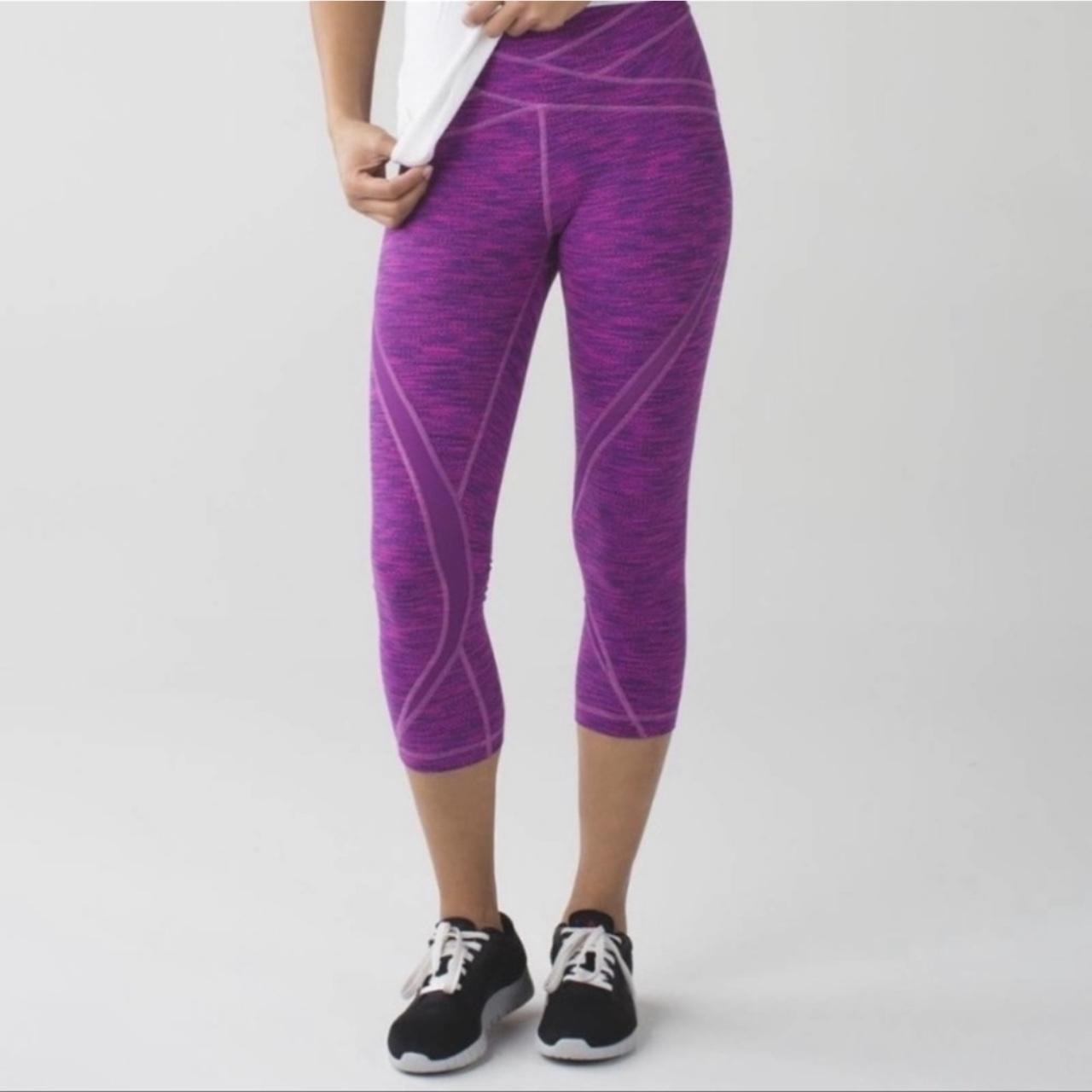 Lululemon free flow crop leggings purple size - Depop