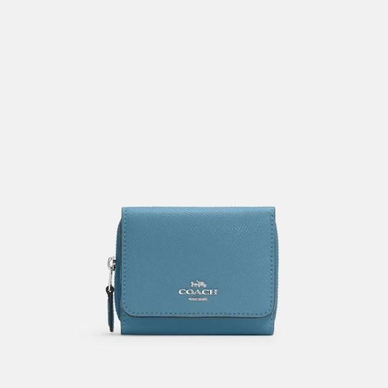 Coach Blue Leather Trifold Wallet Coach