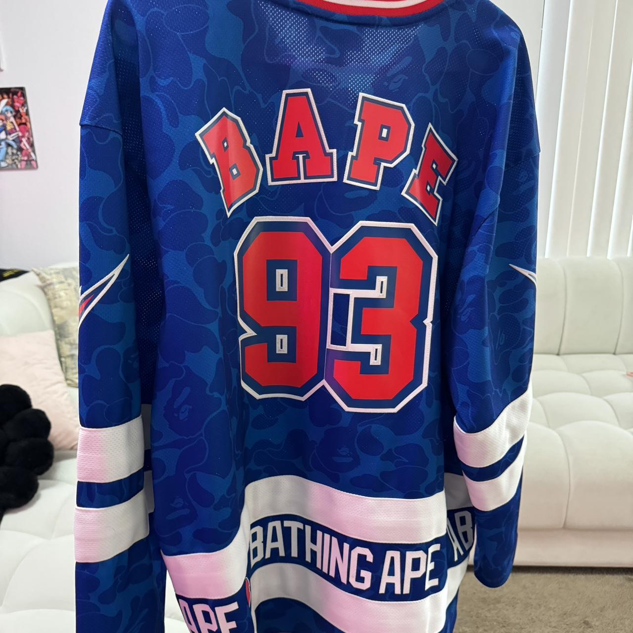 2018 BAPE x New York Rangers blue and white jersey | Depop