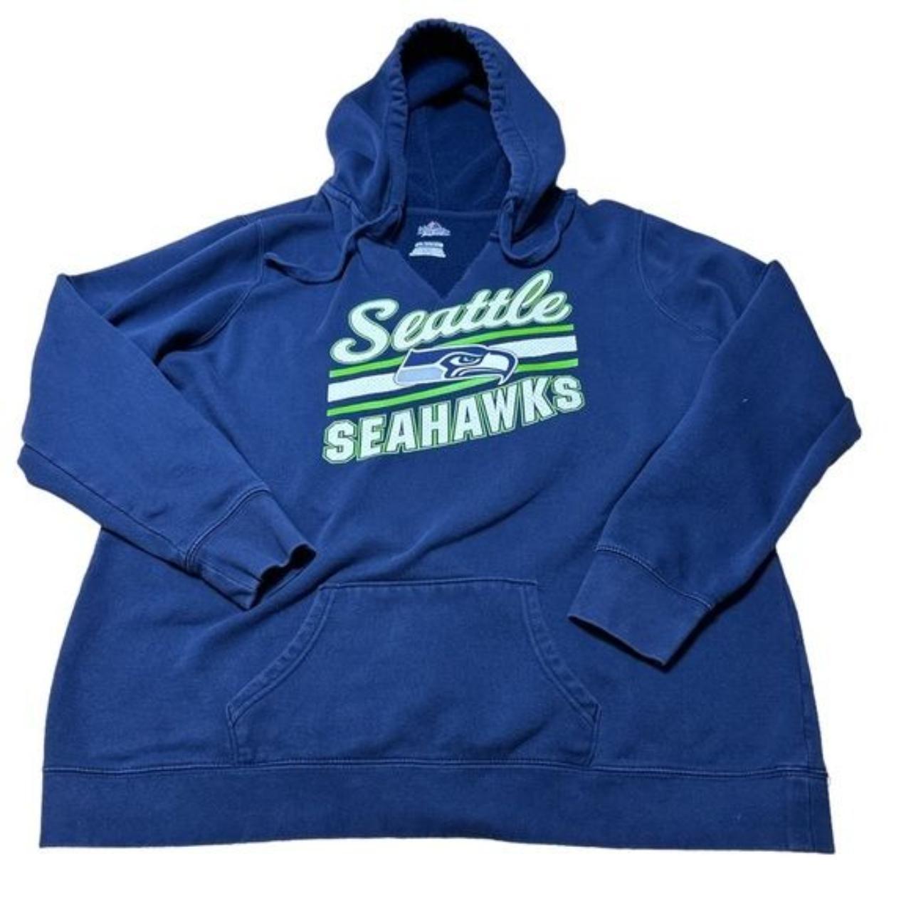 Seattle Seahawks Hoodie Mens Large Blue Pullover Football Sweater