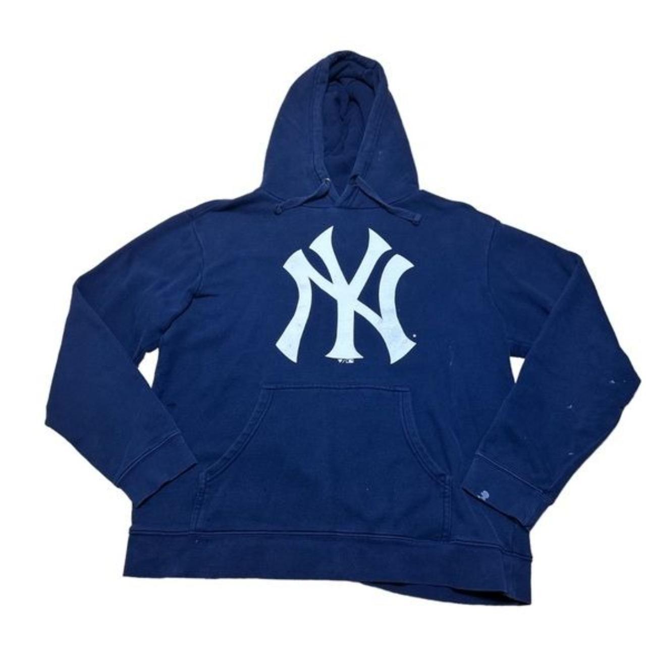 Thrashed NY Yankees hoodie men’s medium navy blue... - Depop