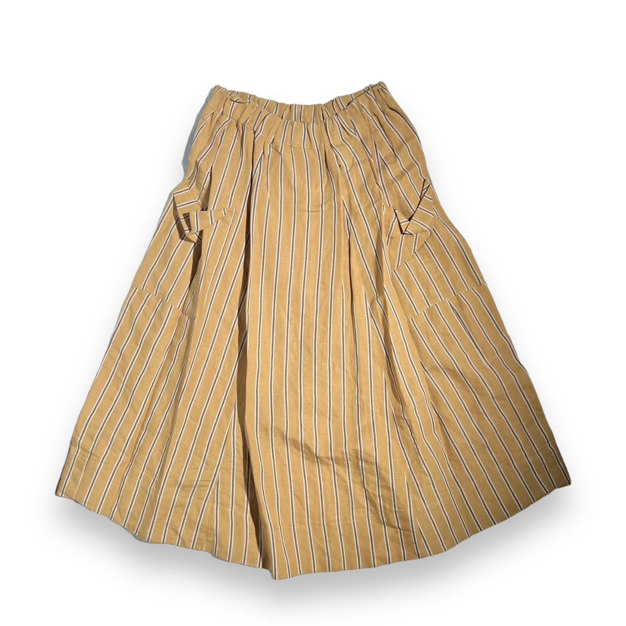 Vintage Women's Cotton - Organic Skirt - Tan/Brown - 30 – 2000's Caramel Strip Fawn Maxi Skirt size …