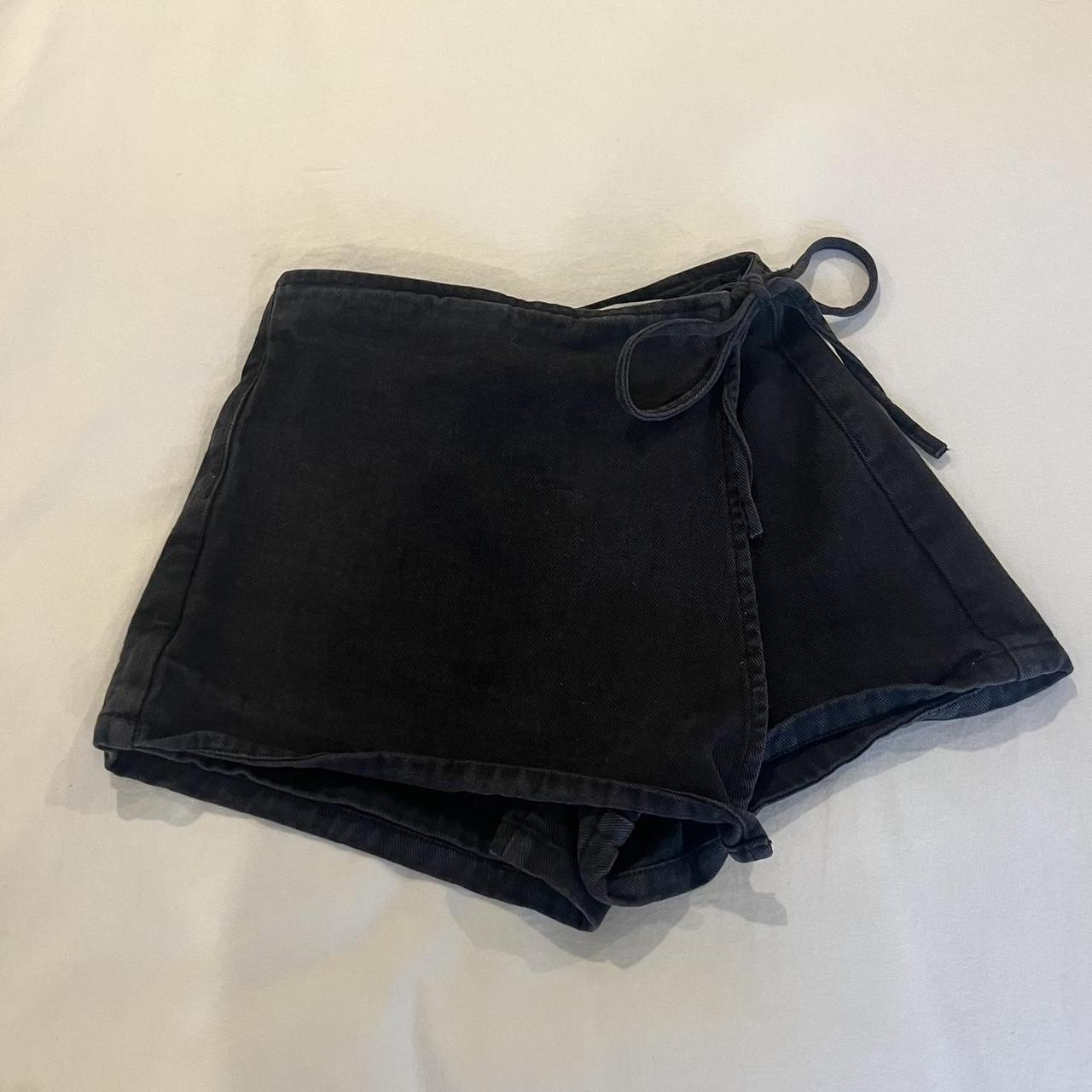 cute black denim skort from pacsun. worn but in... - Depop