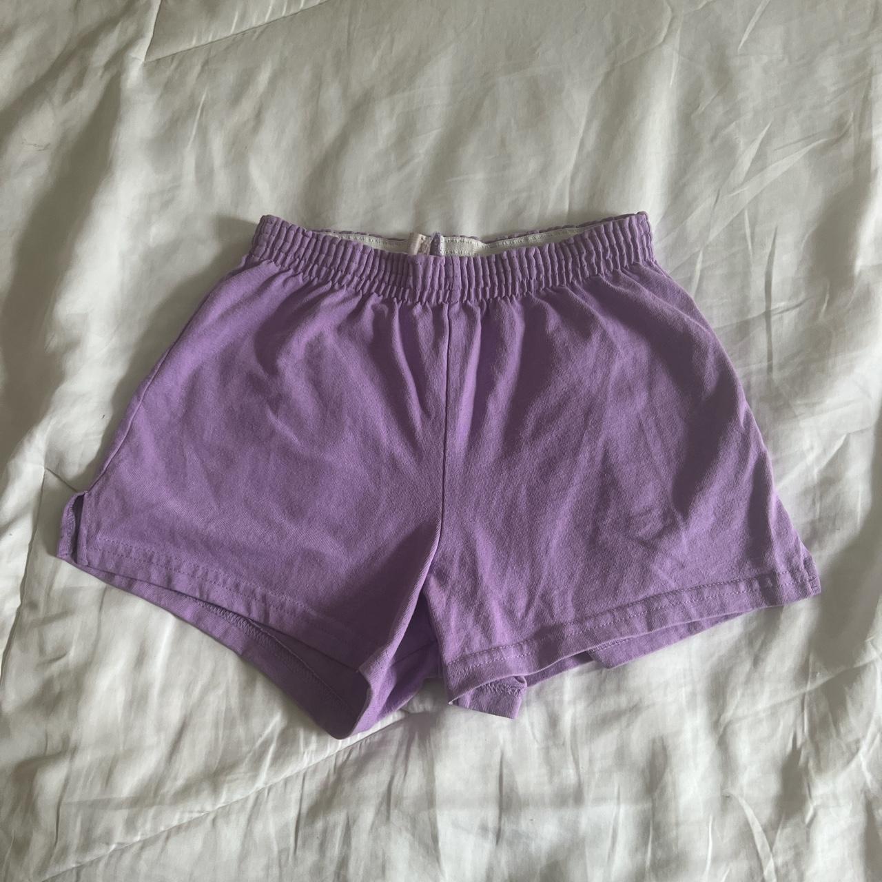 purple softie shorts - Depop