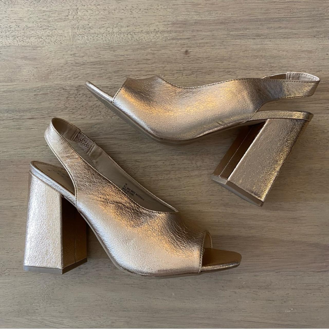 Rose gold clearance metallic block heels