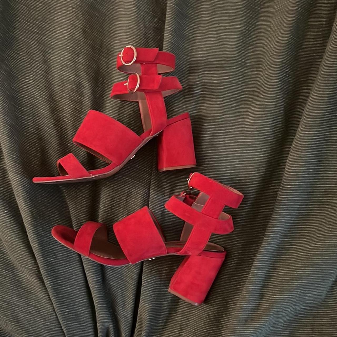 Topshop Red Suede Heel Sandals Measure 9.25 inches Depop