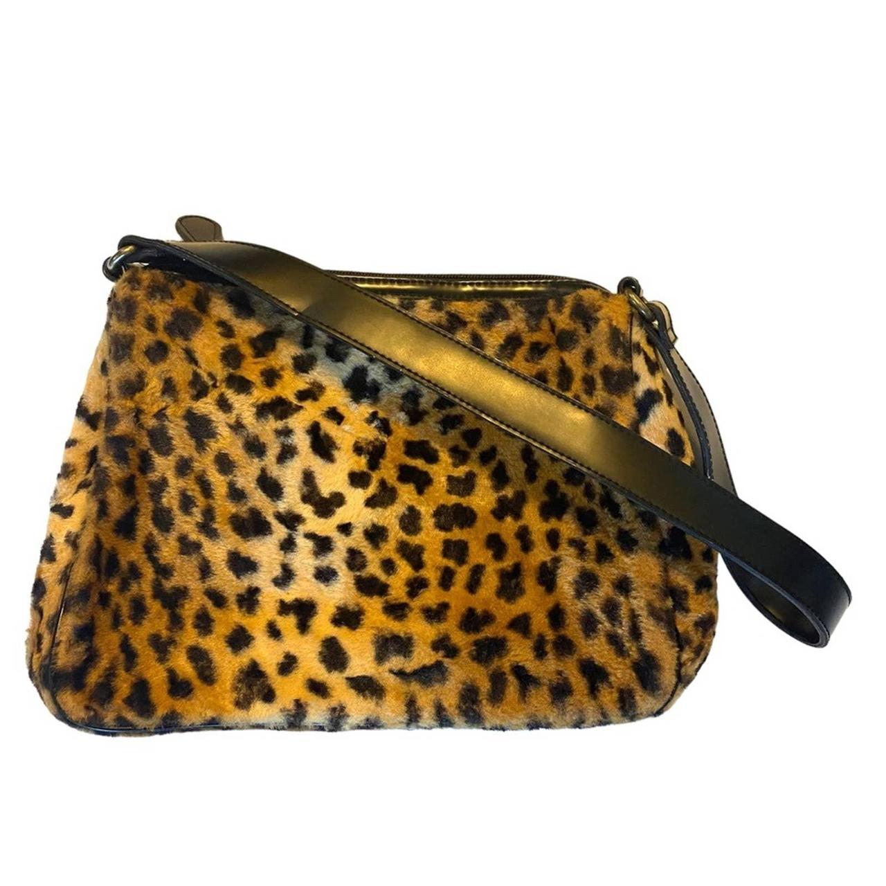 Gap Faux Fur Leopard Print Shoulder Bag Medium... Depop