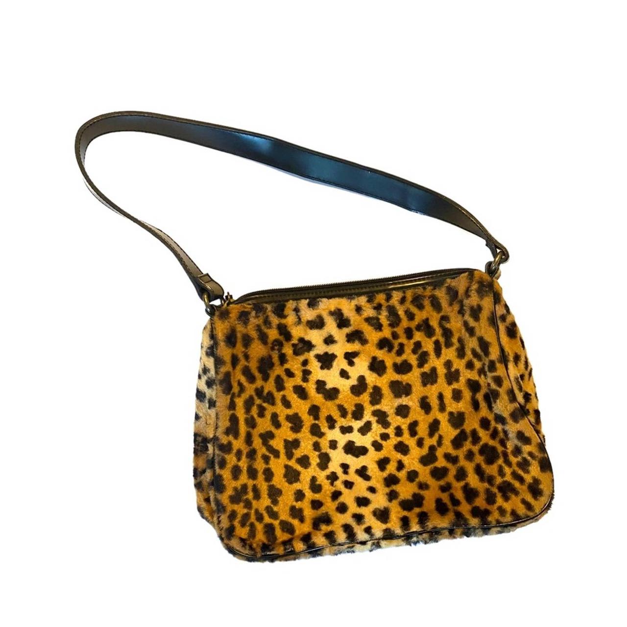 Gap Faux Fur Leopard Print Shoulder Bag Medium... Depop