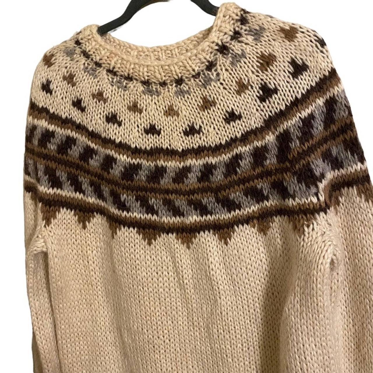 American Vintage Women's Cream and Brown Jumper | Depop