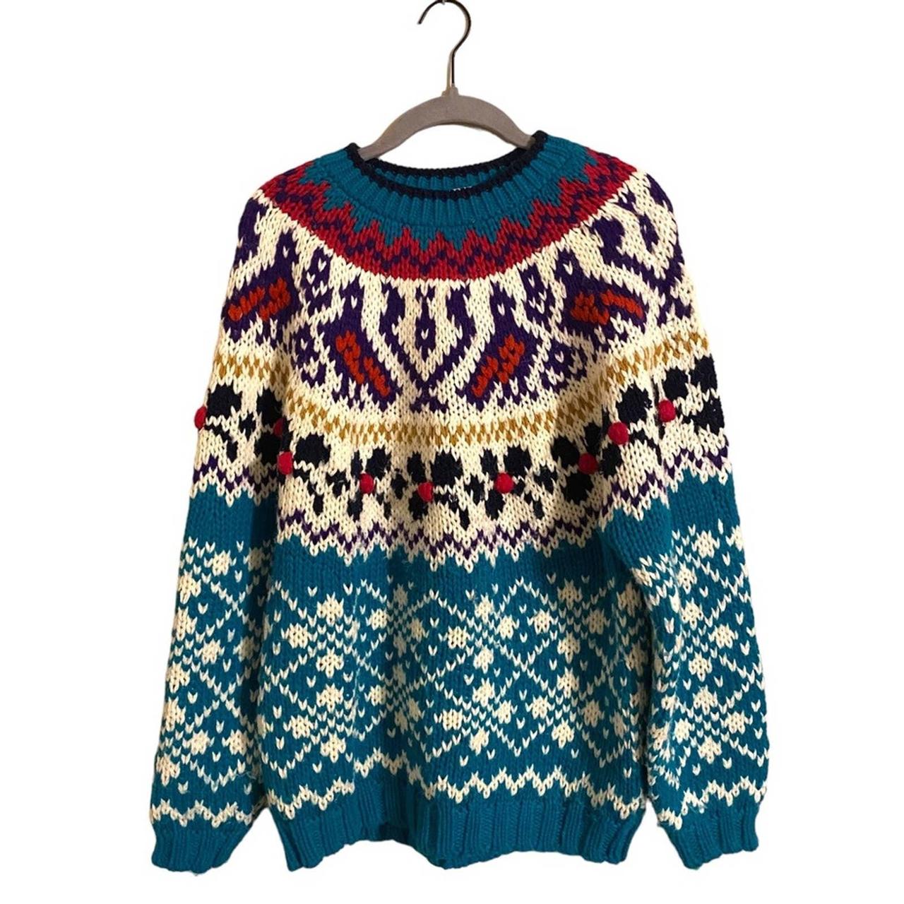 Vintage Ivy Hand Knit Fair Isle Pullover Sweater Depop