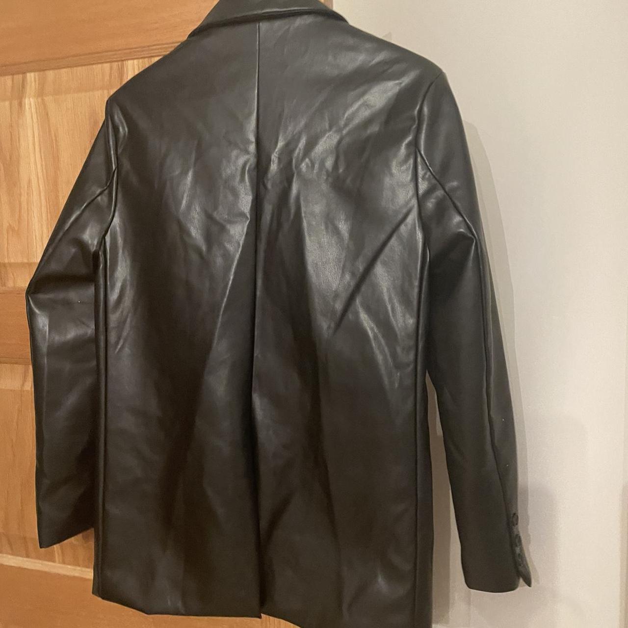 Black shein leather jacket. Size M - Depop