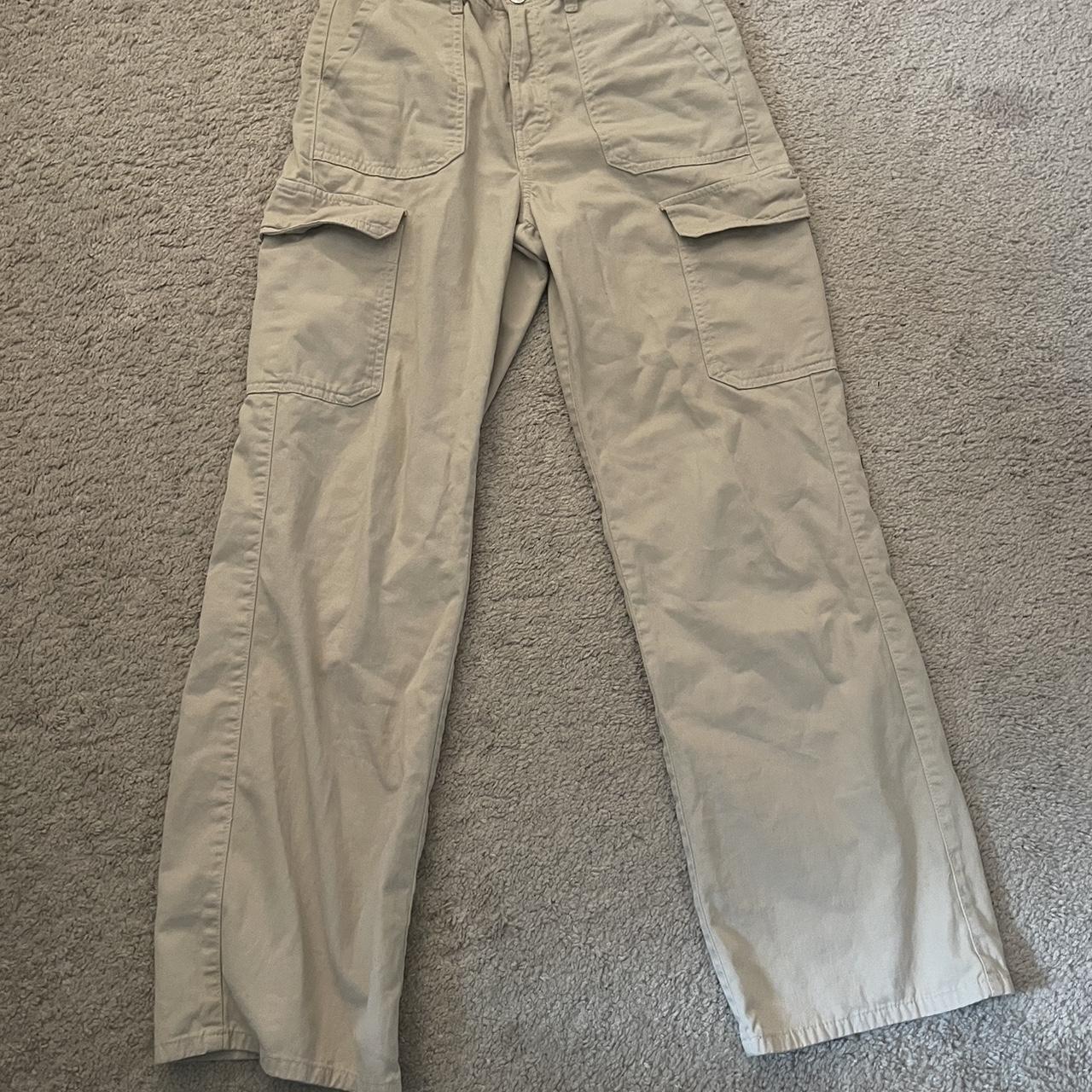 Zara beige Utility trousers / cargo / safari pants - Depop
