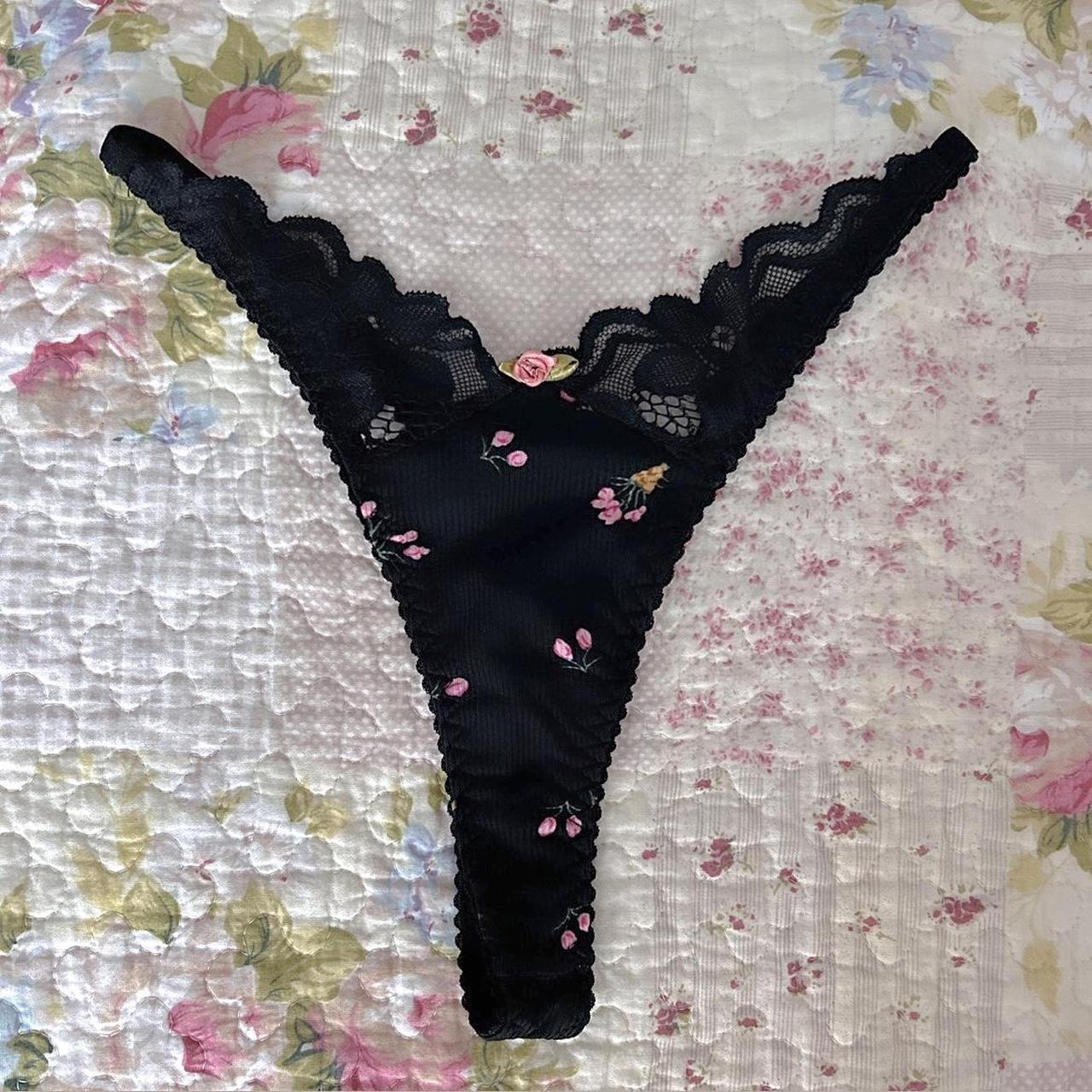 Pink velour lowrise thong. Small. Great condition - Depop
