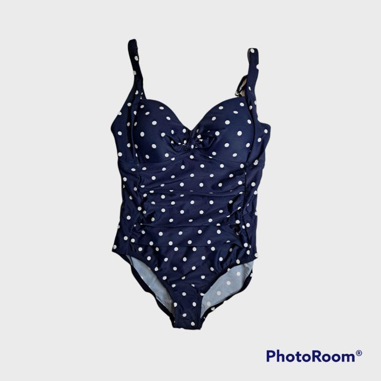 JCPenney Women's Blue and White Swimsuitonepiece Depop