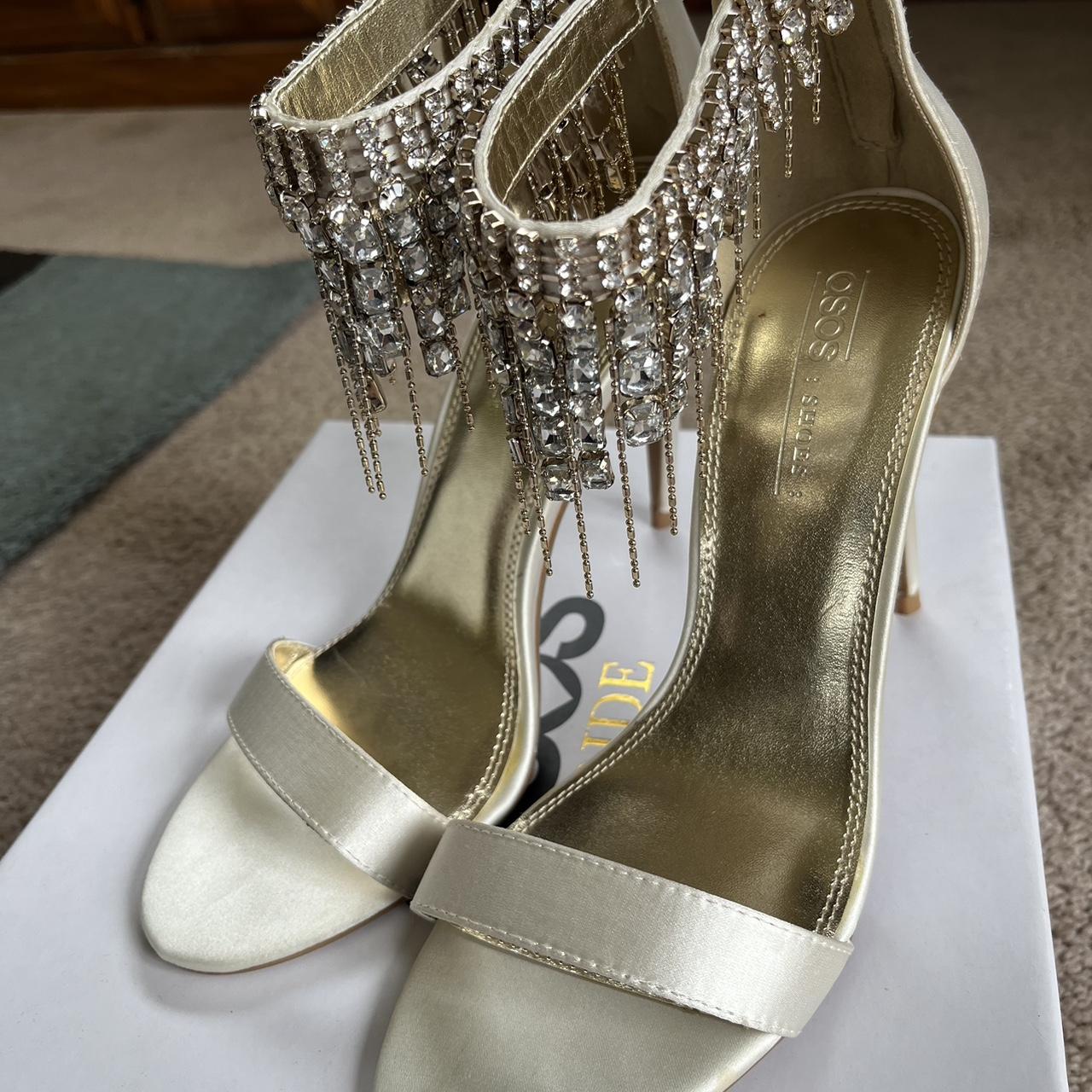 Gorgeous ASOS Ivory Diamonte Heels Size UK 7 /... - Depop