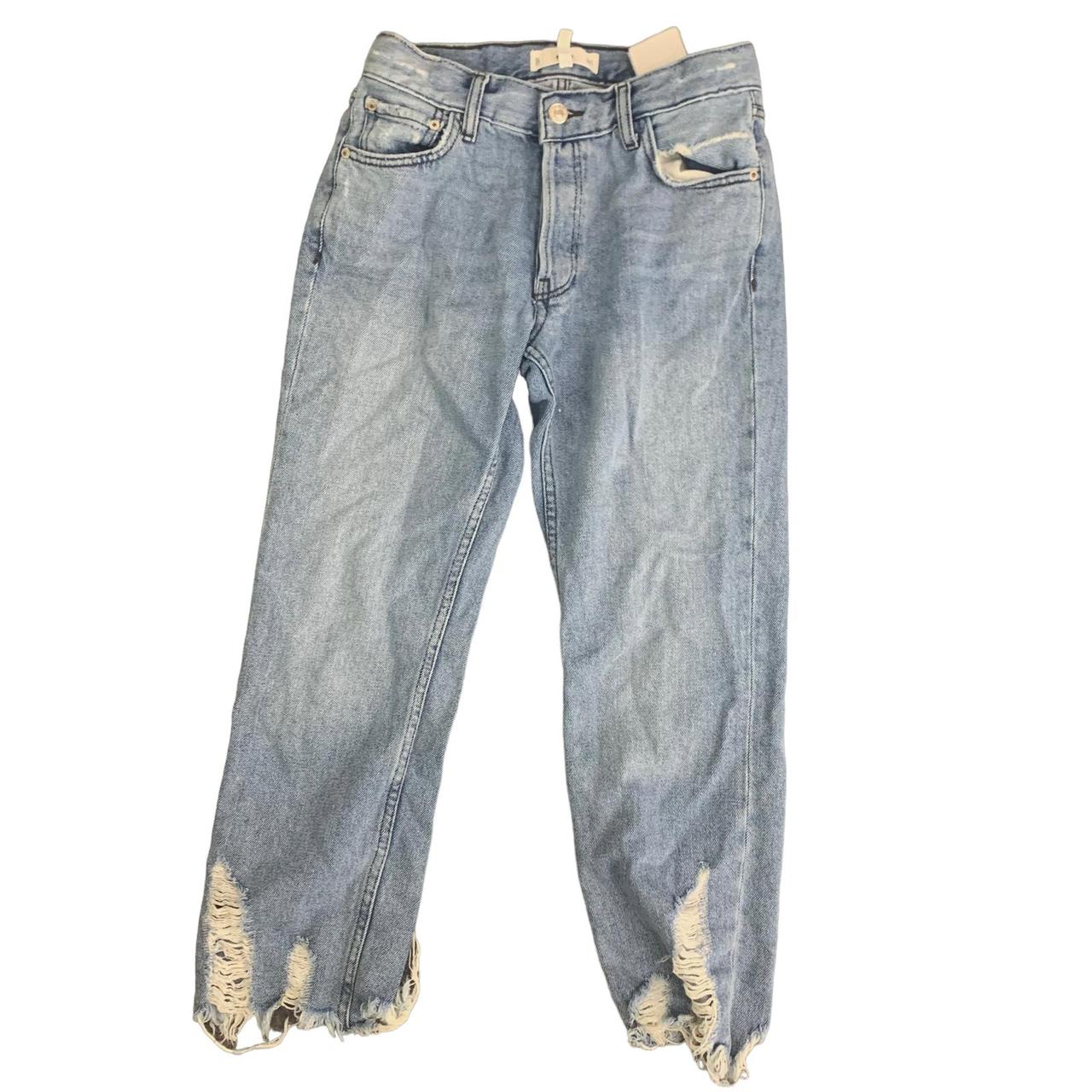 MNG Denim Jeans by Mango Straight Leg Raw Hem Capri... - Depop