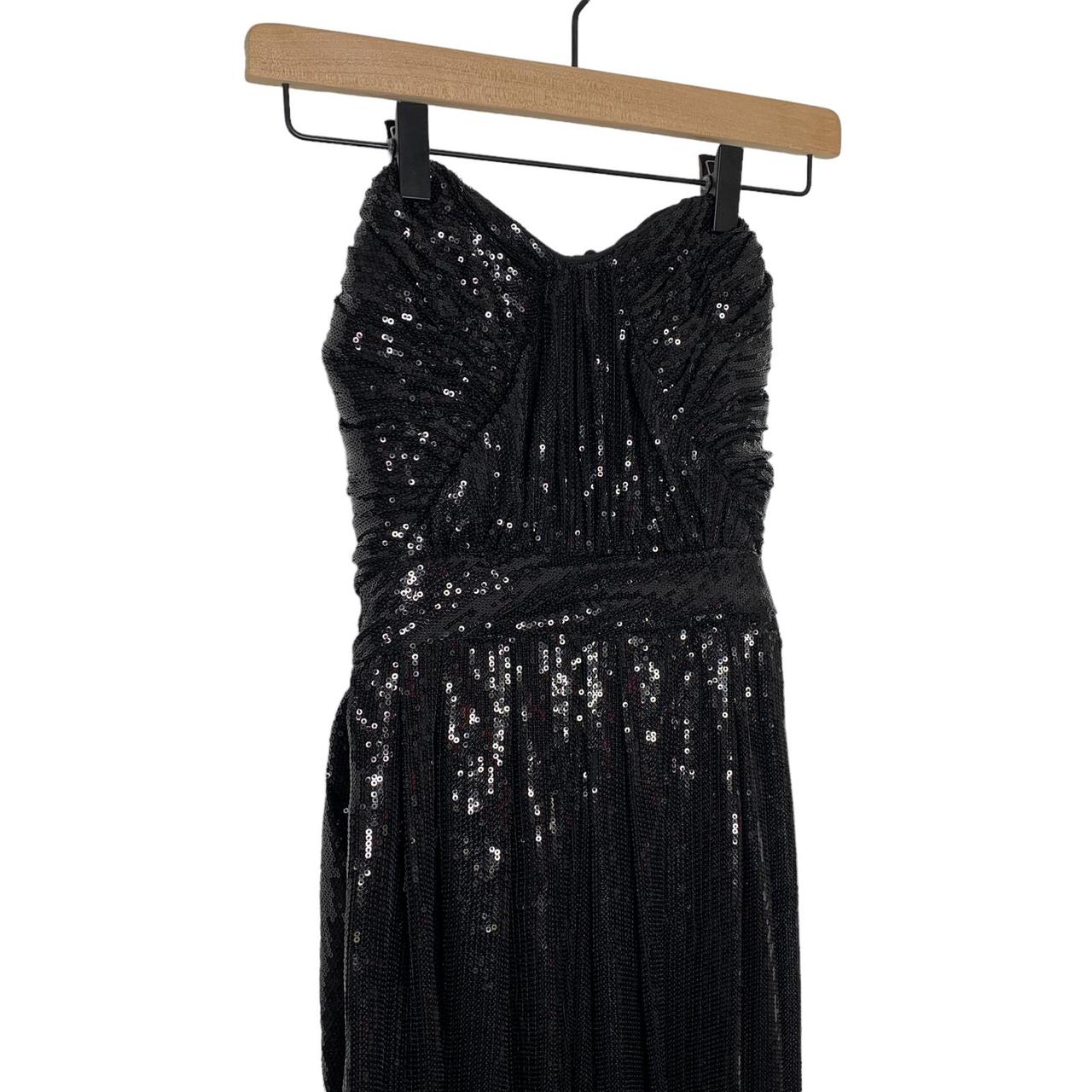 Badgley Mischka Black Sequin Gown Maxi, Strapless, - Depop