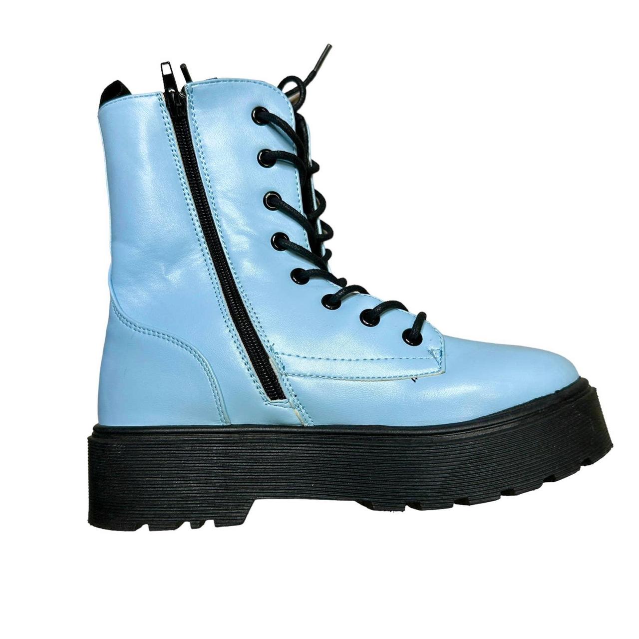 Light blue combat outlet boots