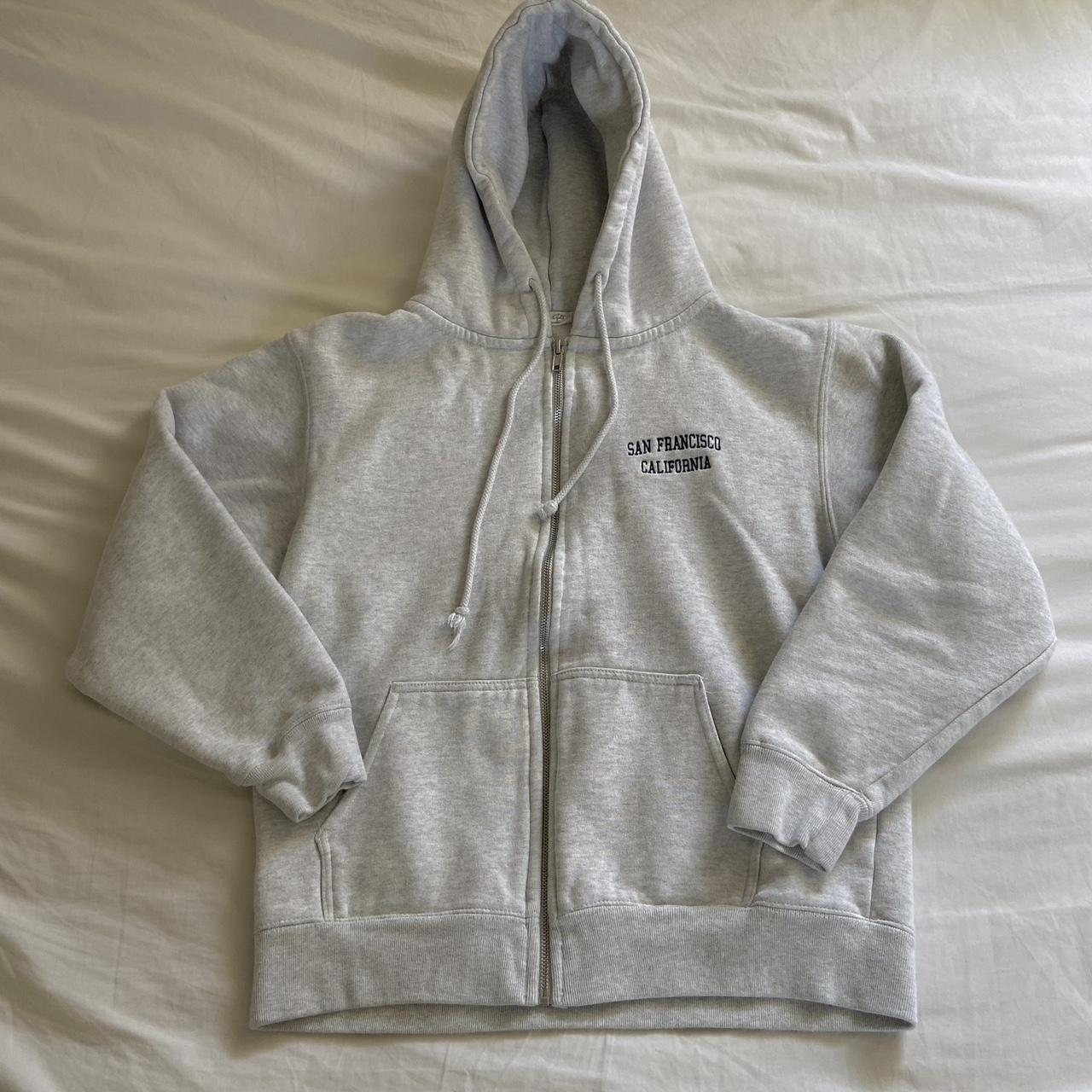 Brandy Melville Gray Zip Up Sweater Great... Depop