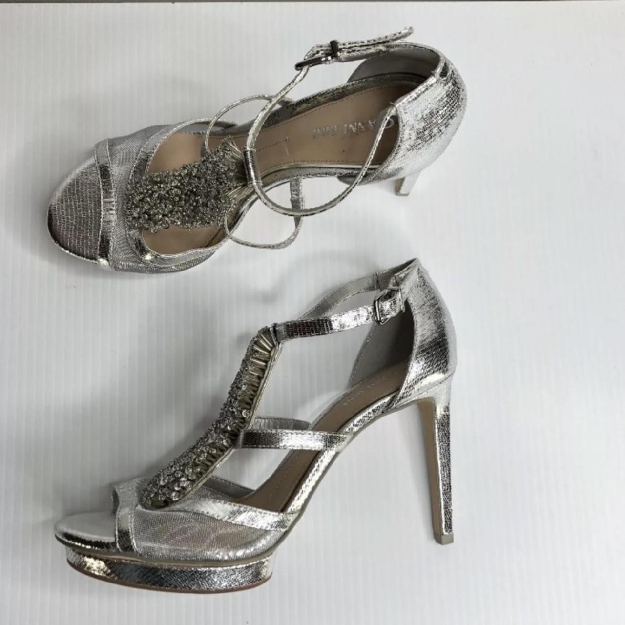 New Gianni Bini silver sequins embellished heel