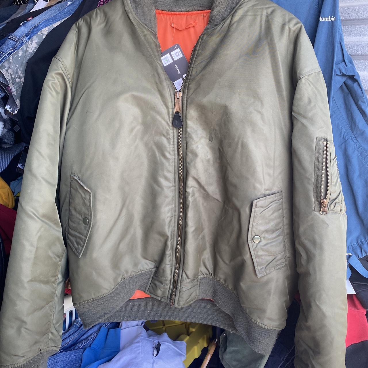 Vintage olive bomber jacket Some slight stain on... - Depop