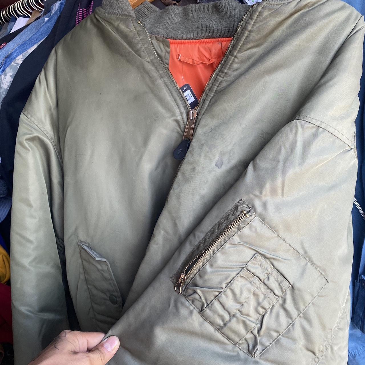 Vintage olive bomber jacket Some slight stain on... - Depop