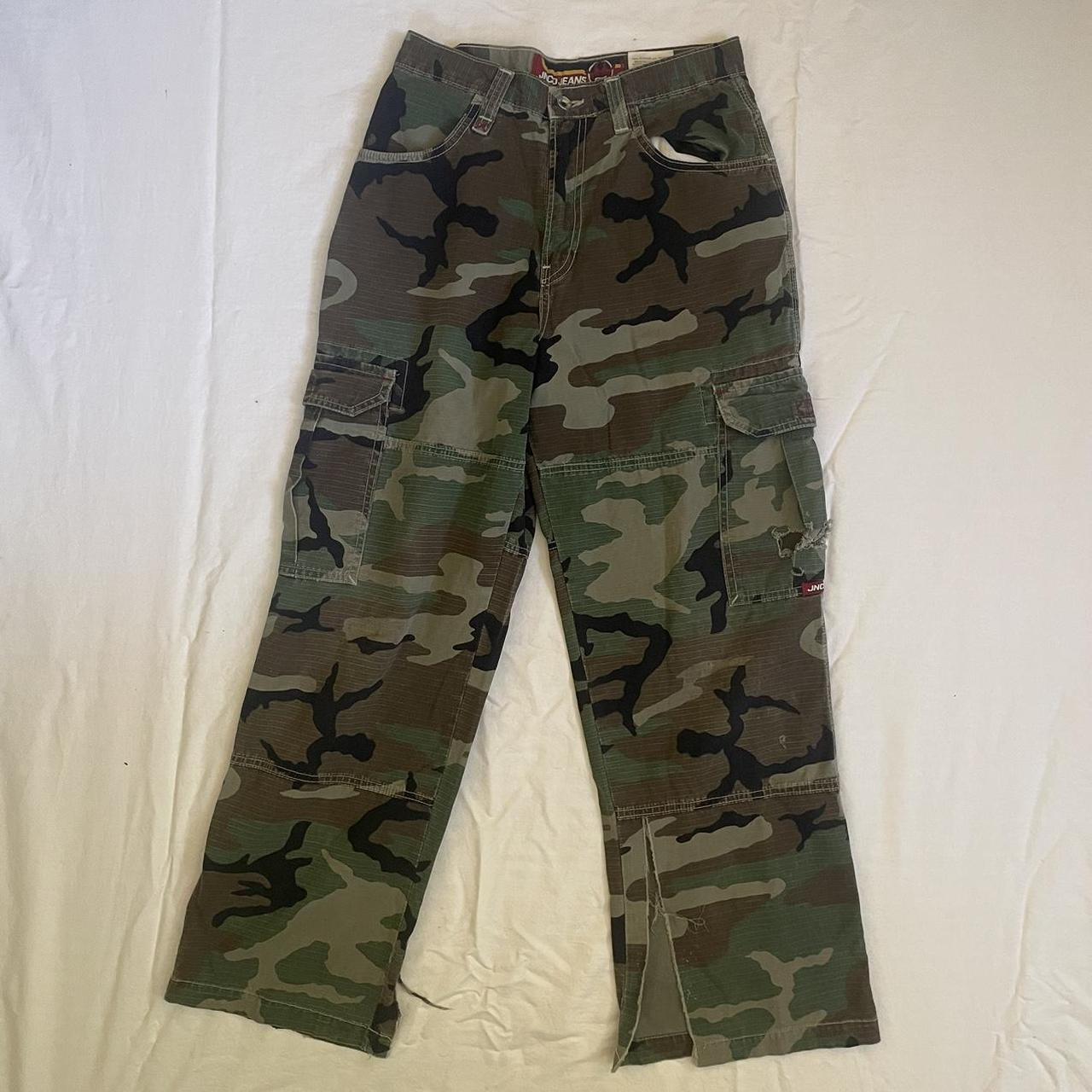 30x28 Camo jnco cargos some holes in the pocket as... - Depop