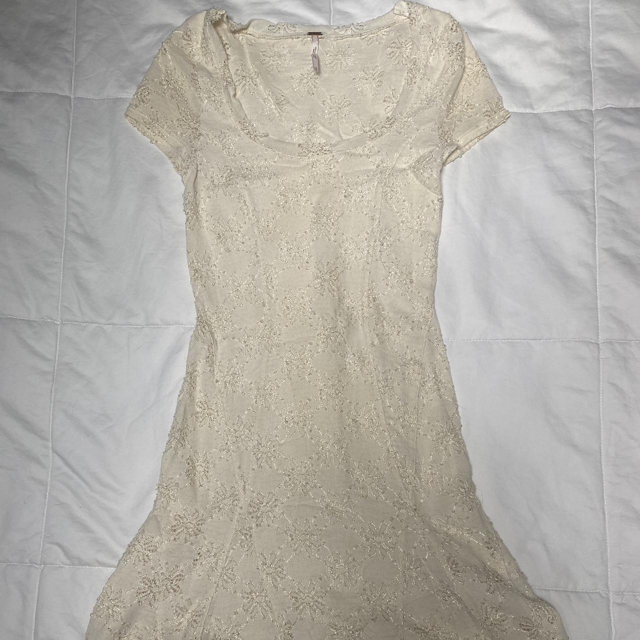 Free People Women's Cream Dress | Depop