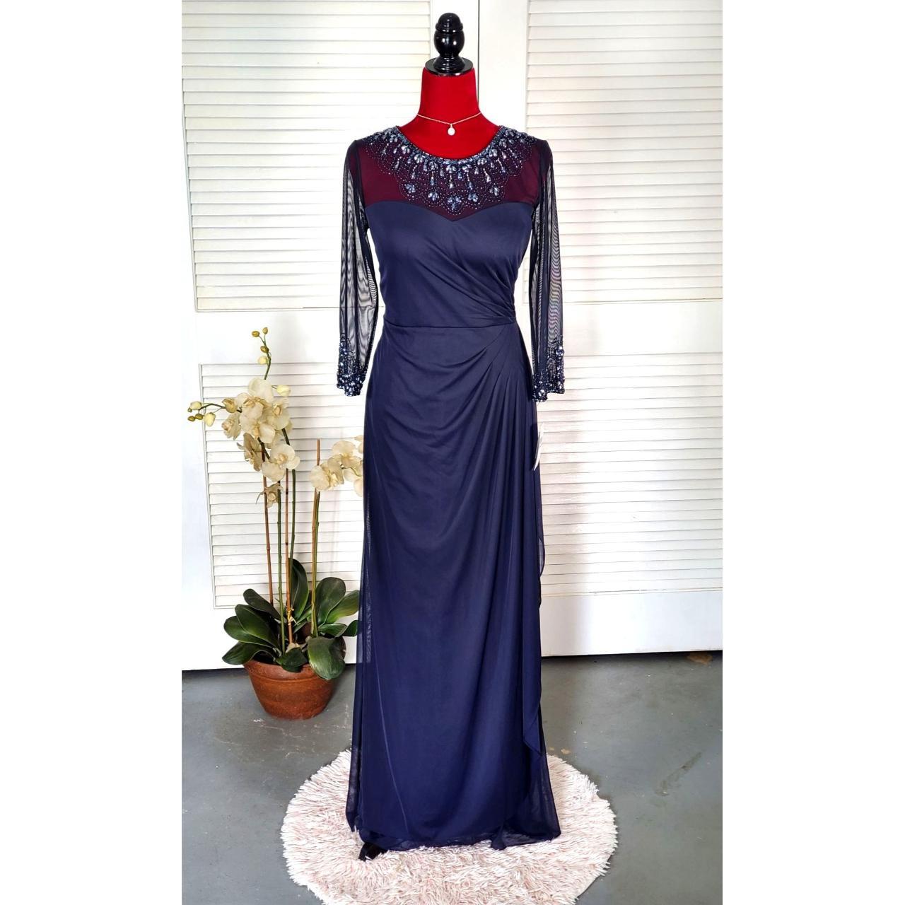 Alex evenings navy blue dress sale