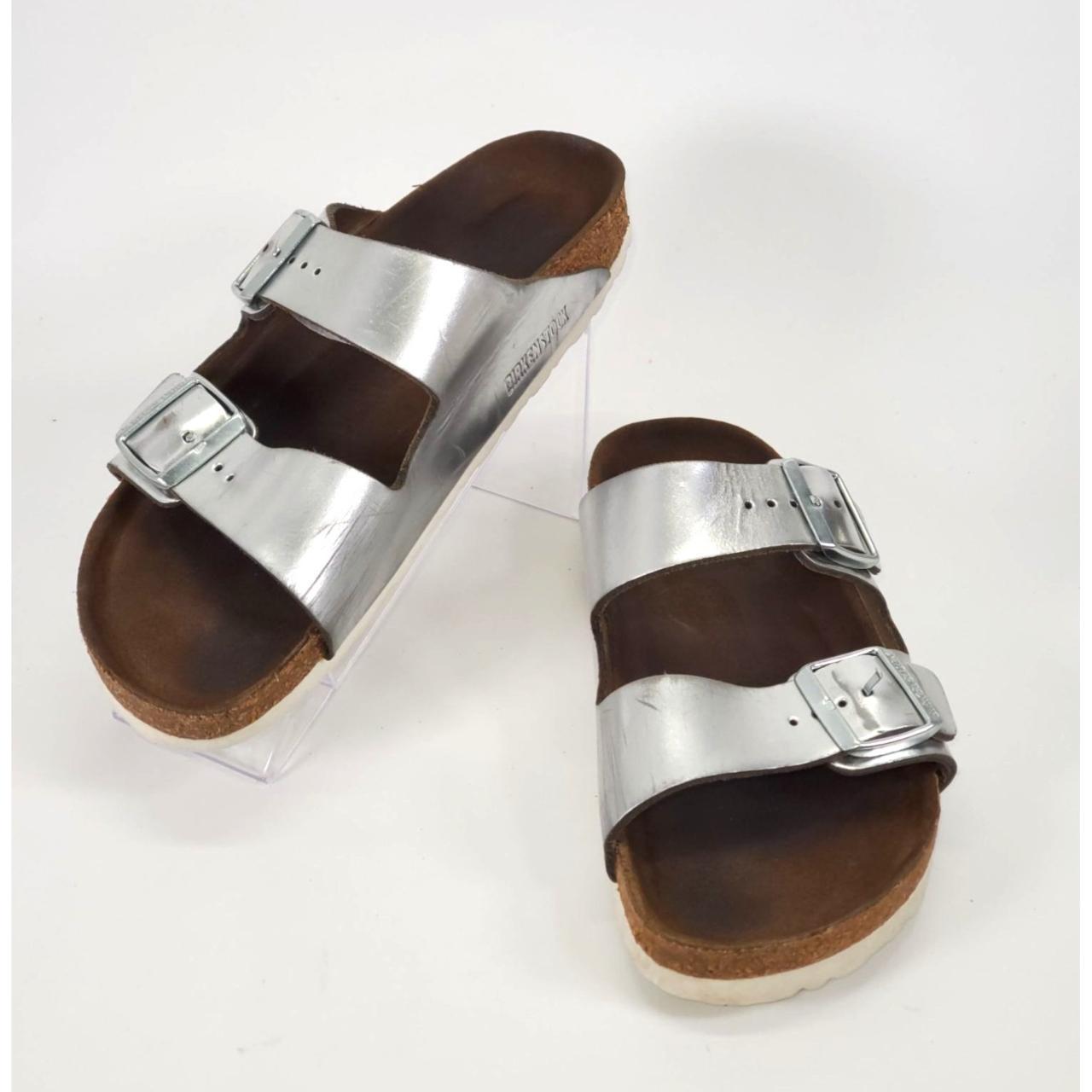 Metallic silver birkenstock on sale sandals