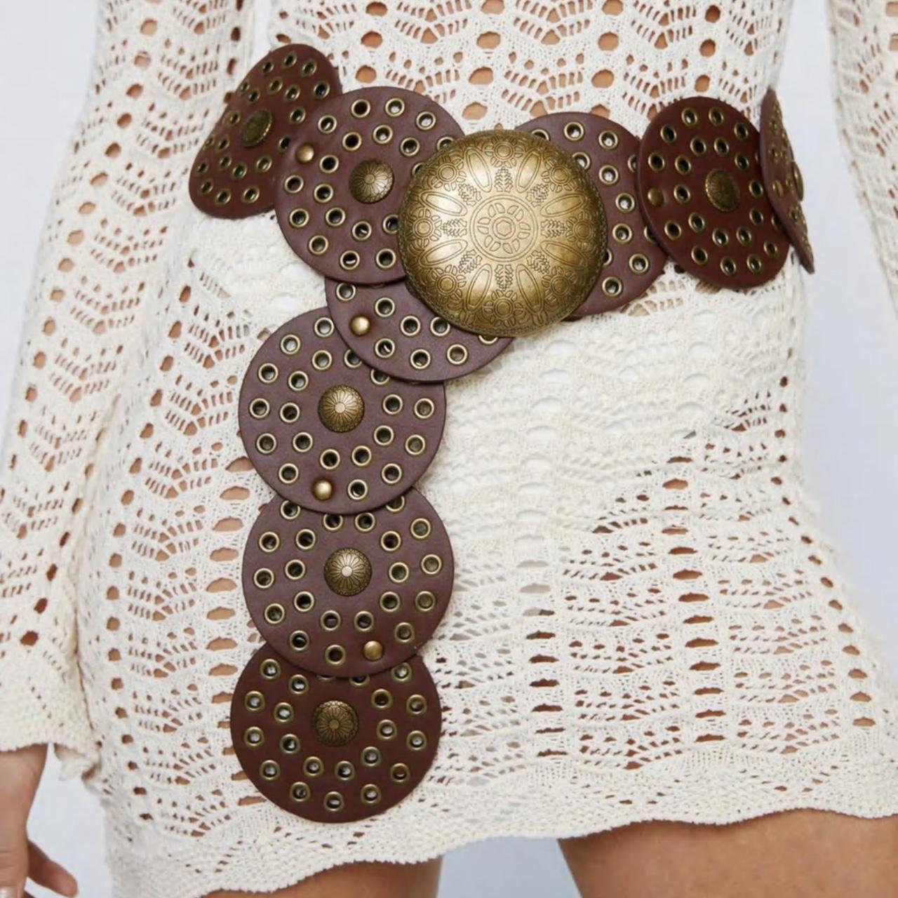 faux leather studded circle belt from nasty gal... Depop