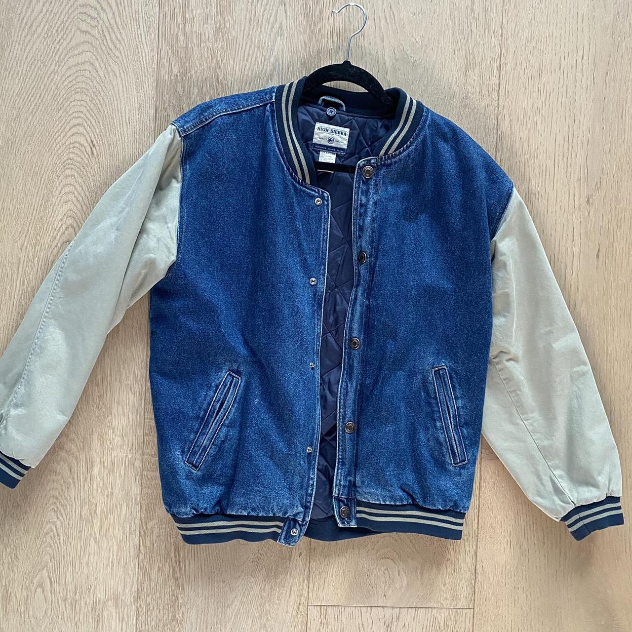 High Sierra Denim Varsity Jacket - Depop