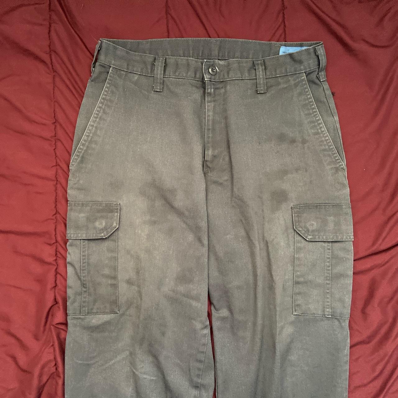 Grey workwear cargo pants! Wide leg and soft... - Depop