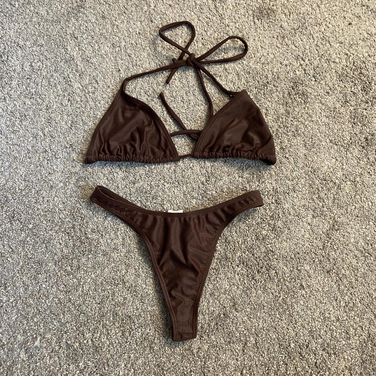Little brown sparkly bikini made in USA feels brand... Depop