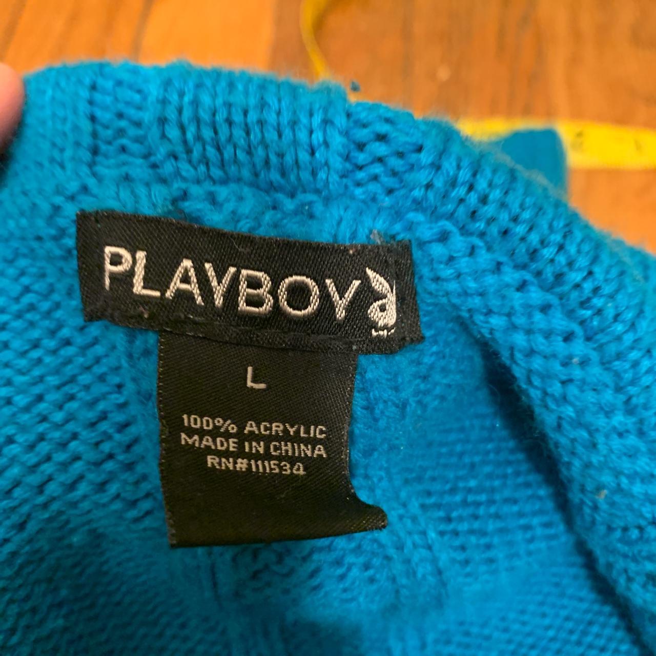 officially licensed turquoise playboy Y2k sweater... - Depop