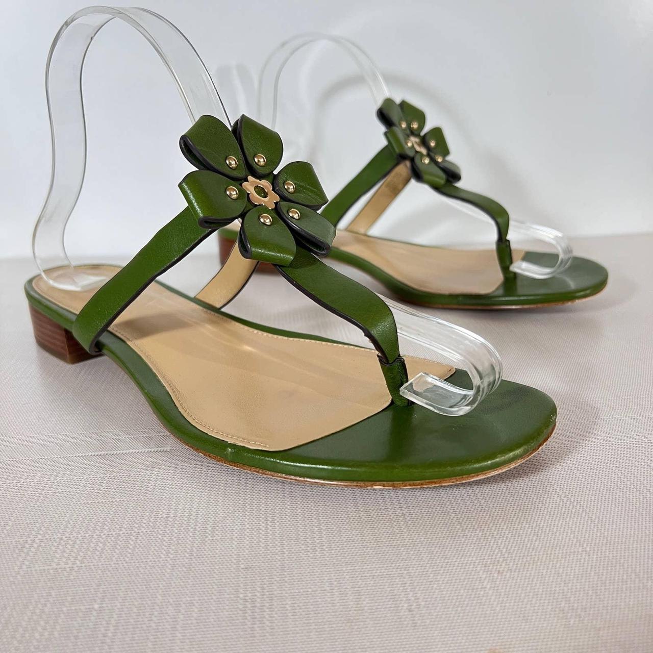 MICHAEL Michael Kors Women's Green and Gold Sandals | Depop