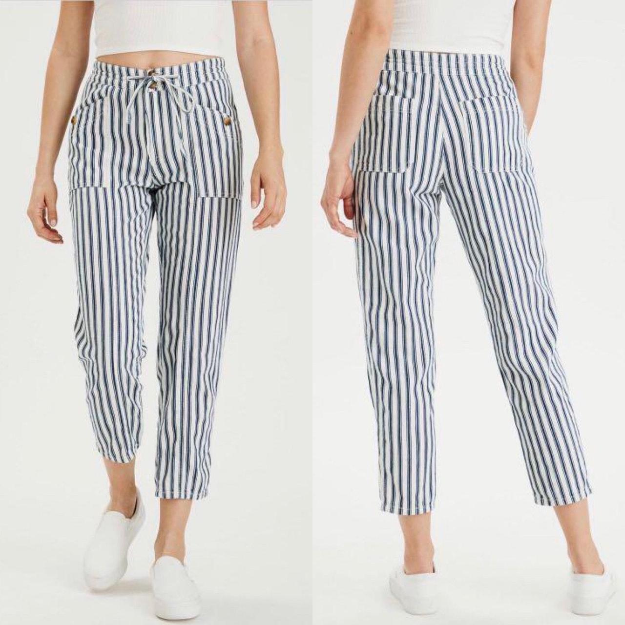 American Eagle Striped Pants Drawstring Pocket