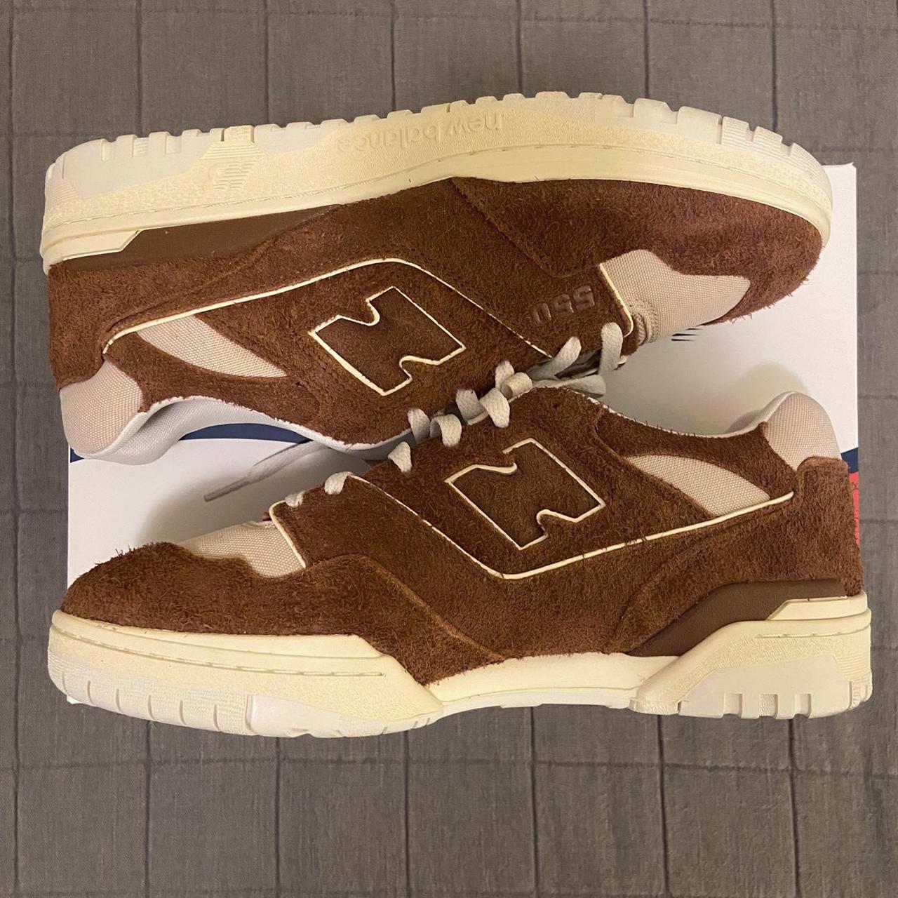 New Balance Men's Brown and Cream Trainers | Depop