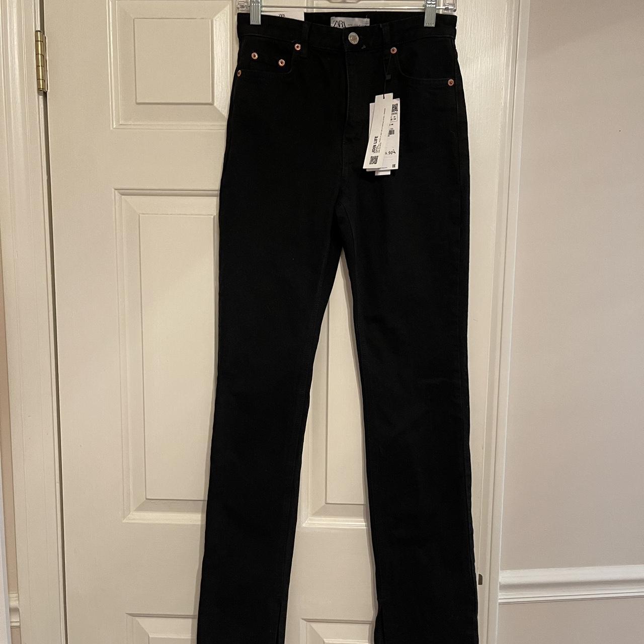 Split Hem Zara The 90's Full Length Black Zara Jeans, Size