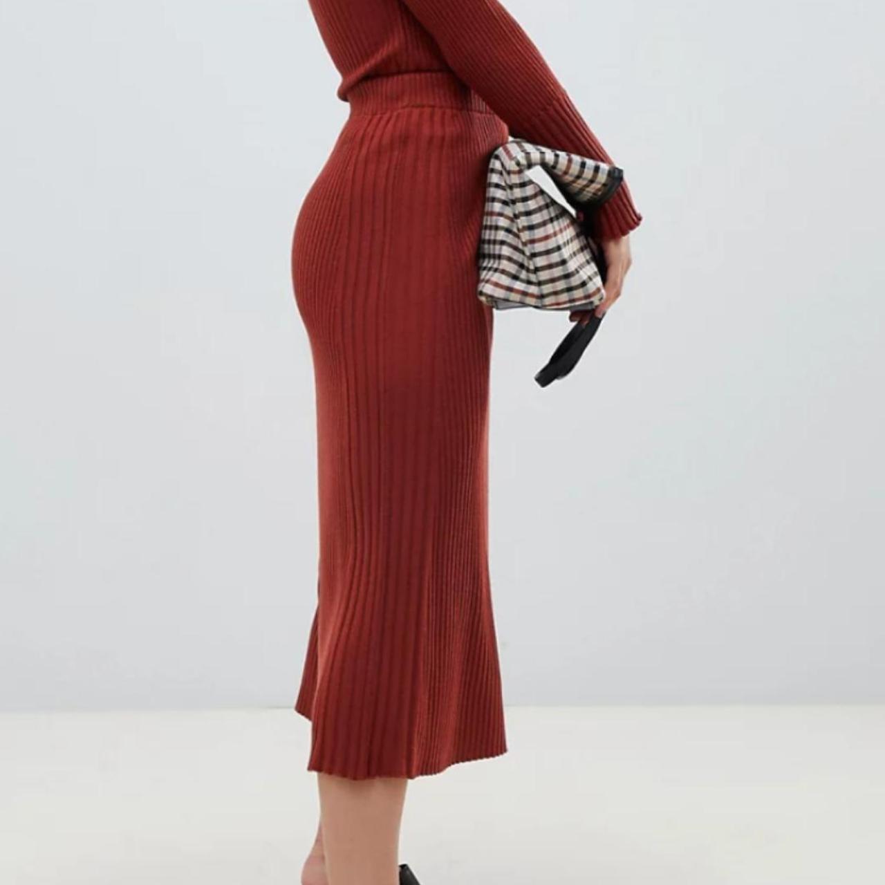 Rust knit midi on sale skirt