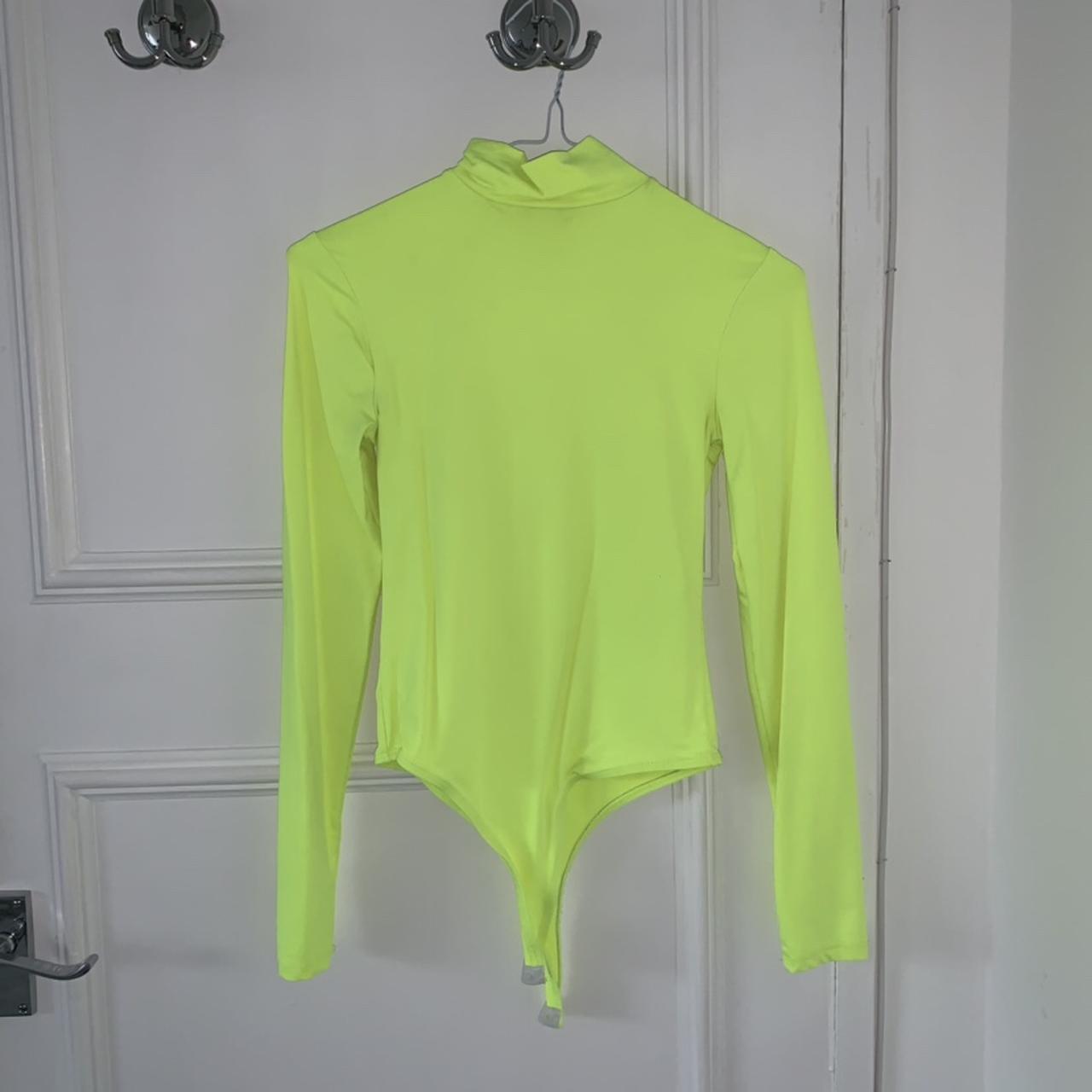 💚Long-sleeved NEON GREEN turtleneck thong Depop