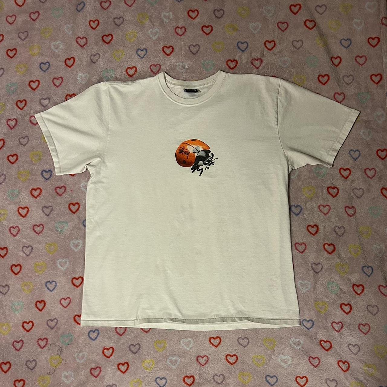 large white stussy ladybug tee only worn a few | Depop