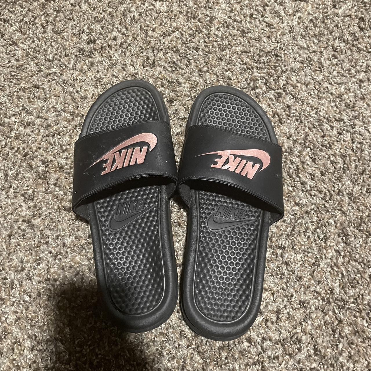 Black and rose gold nike sandals best sale